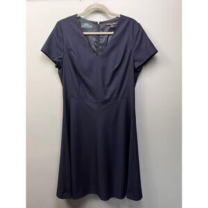 Brooks Brothers Pinstripe BrooksCool‎ Reda Merino Dress Womens 14 Petite Blue